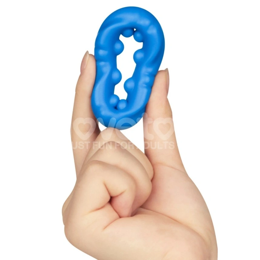 Inel de Penis Pinnacle Ridge Bump Stretcher, Silicon, Albastru, #4, Erotic24.ro