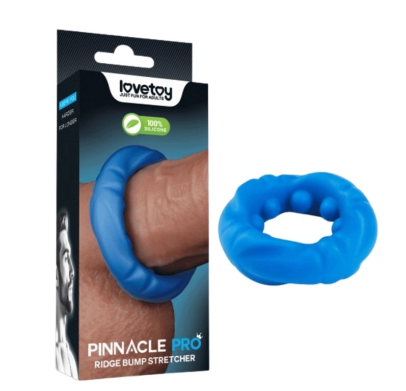 Inel de Penis Pinnacle Ridge Bump Stretcher, Silicon, Albastru, #1, Erotic24.ro