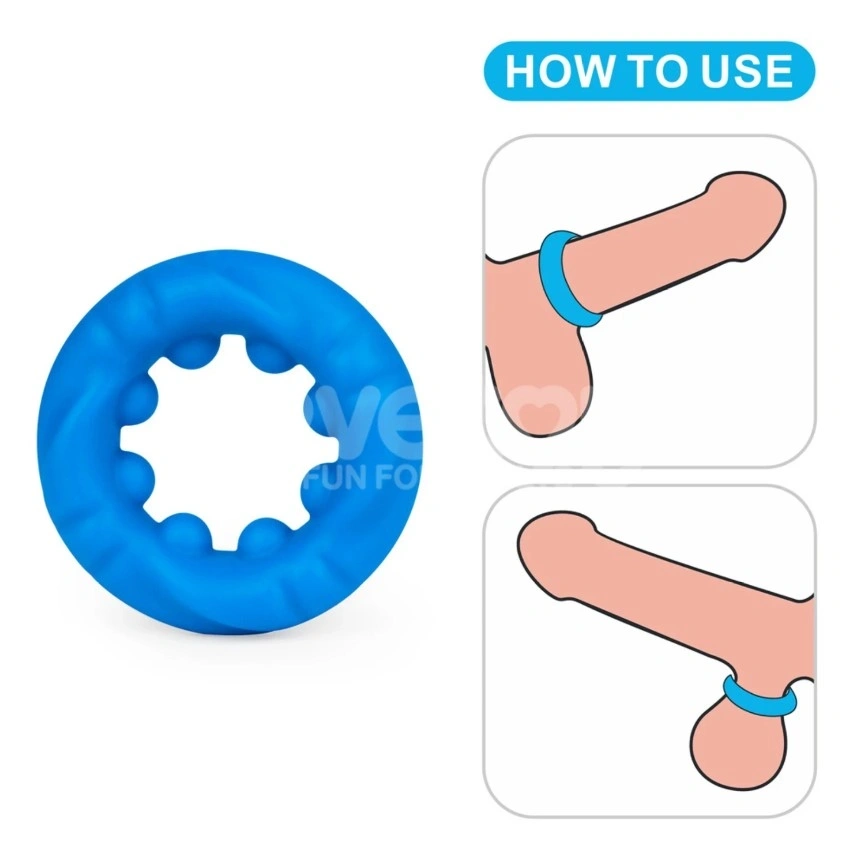 Inel de Penis Pinnacle Ridge Bump Stretcher, Silicon, Albastru, #6, Erotic24.ro