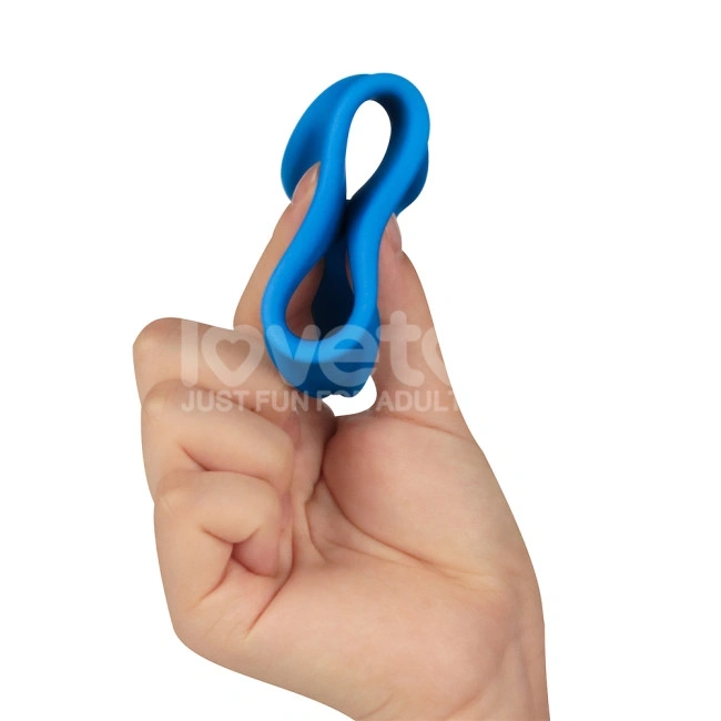 Inel Dublu de Penis Pinnacle Trio Grip Enhancer, Silicon, Albastru, #6, Erotic24.ro