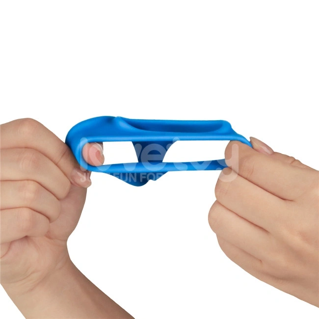 Inel Dublu de Penis Pinnacle Trio Grip Enhancer, Silicon, Albastru, #7, Erotic24.ro