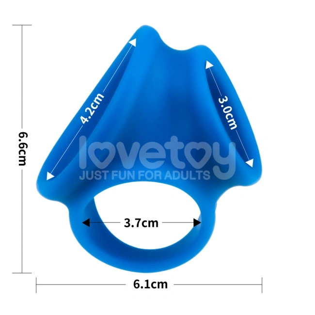 Inel Dublu de Penis Pinnacle Trio Grip Enhancer, Silicon, Albastru, #8, Erotic24.ro