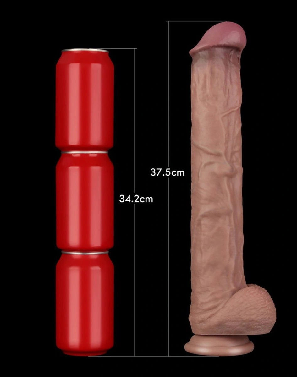 Dildo Realist Bendable Nature Cock XXL, Silicon Dubla Densitate, Natural, 37.5 cm, Nr. 6, Erotic24.ro
