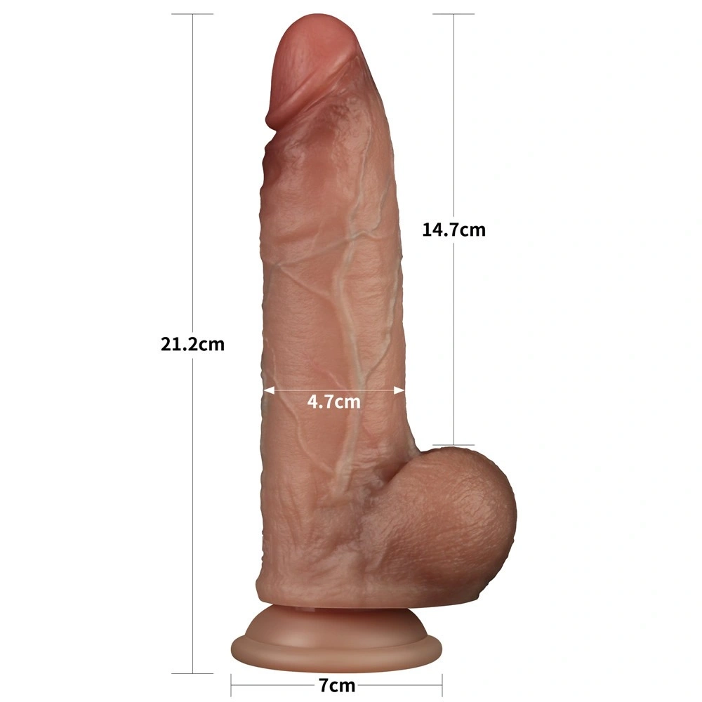 Dildo Realist Sliding-Skin PRO, Silicon Dubla Densitate, Natural, 21.6 cm, #2, Erotic24.ro