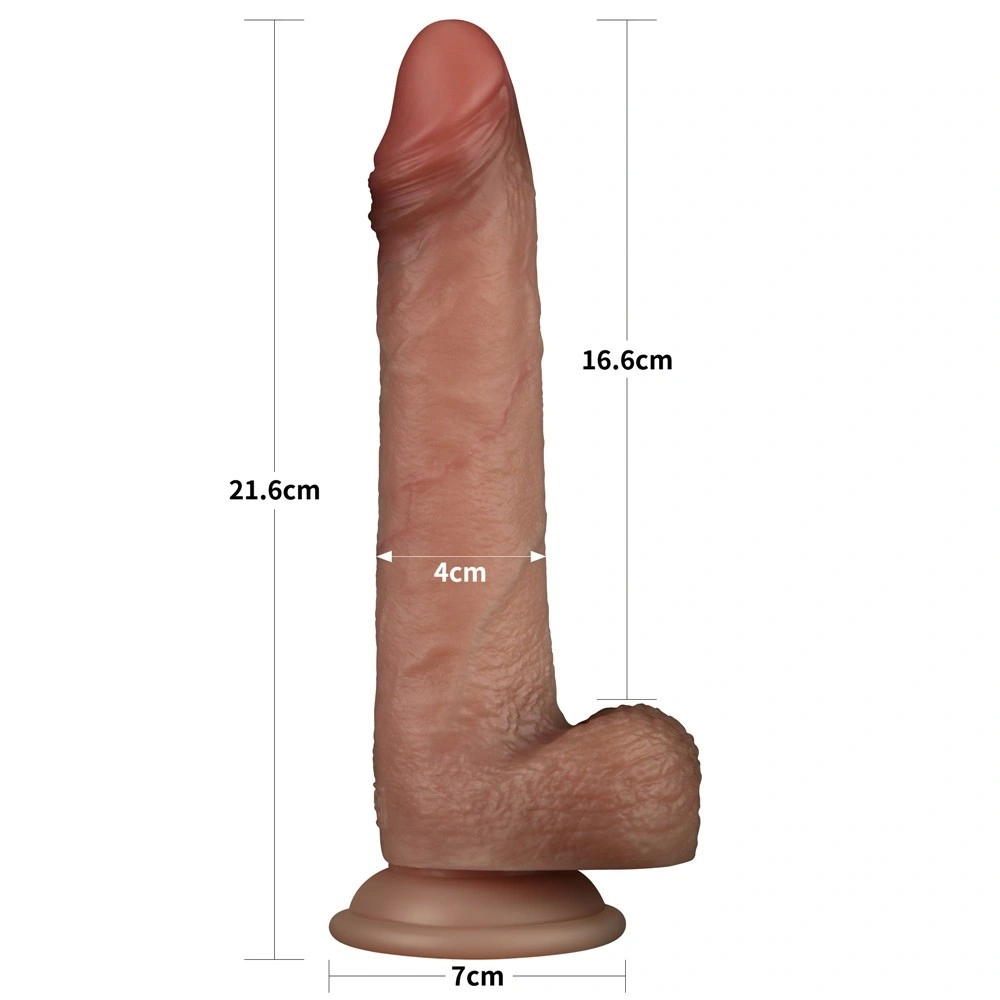 Dildo Realist Sliding-Skin PRO, Silicon Dubla Densitate, Natural, 21.6 cm, Nr. 2, Erotic24.ro