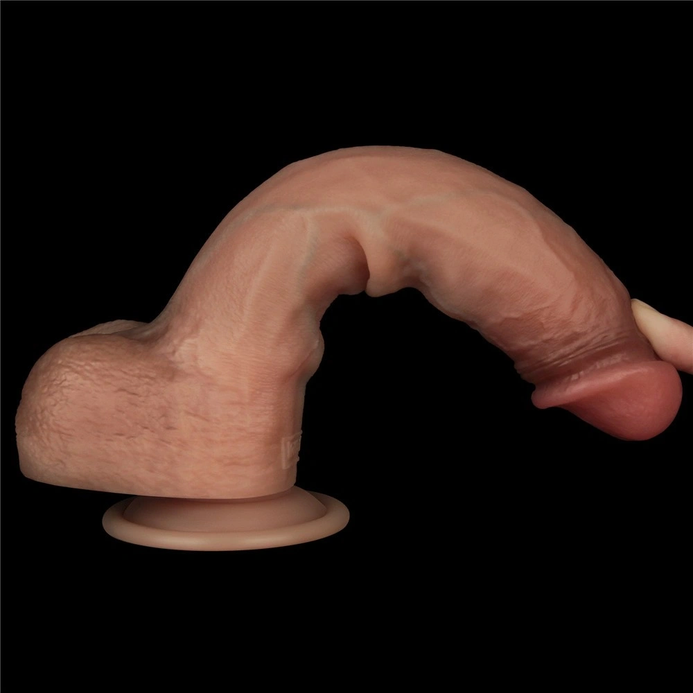 Dildo Realist Sliding-Skin PRO, Silicon Dubla Densitate, Natural, 23.7 cm, #9, Erotic24.ro
