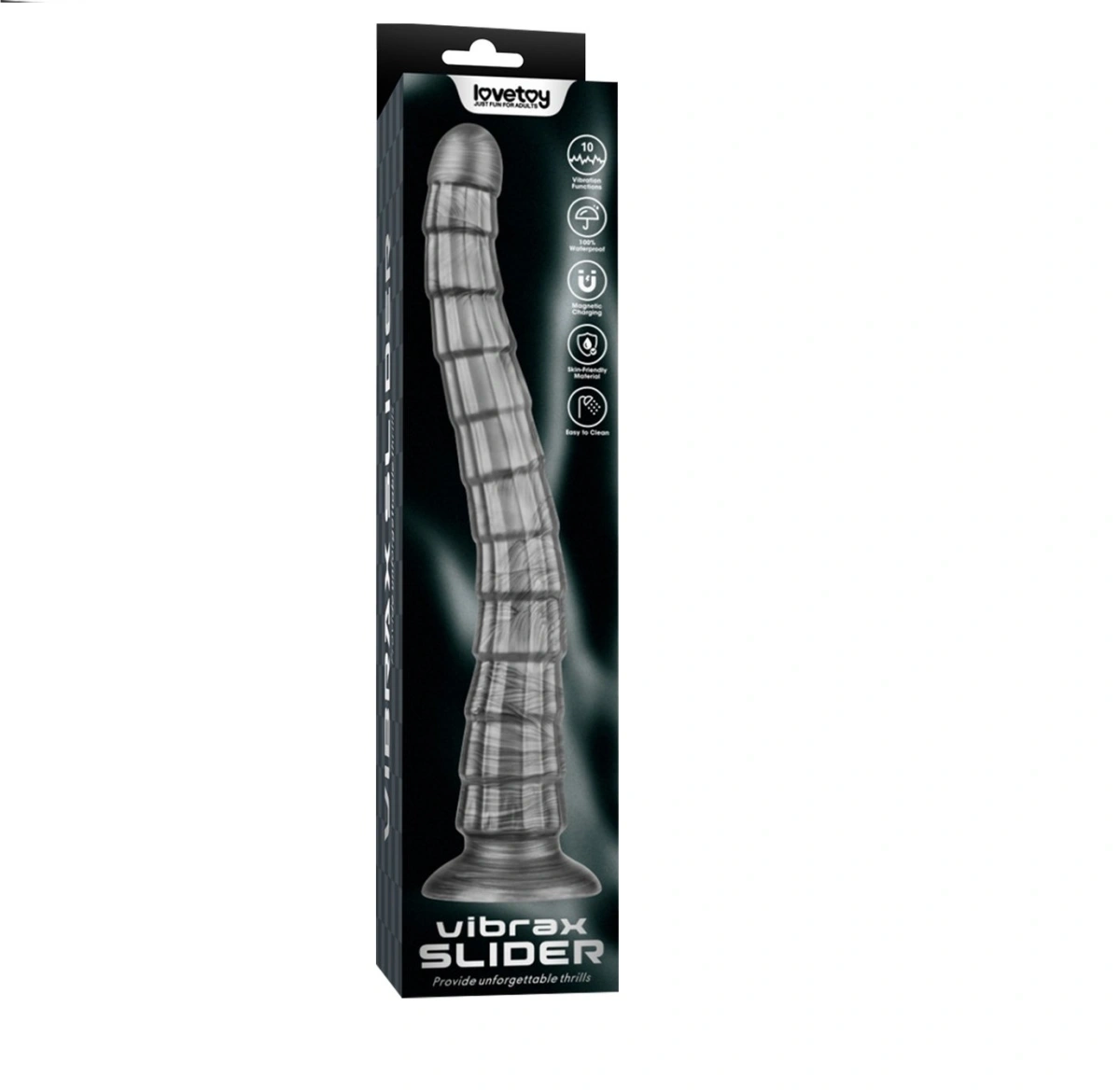 Vibrator King Sized Vibrax Slider 10 Moduri Vibratii, PVC, USB, Argintiu, 37 cm, Nr. 6, Erotic24.ro