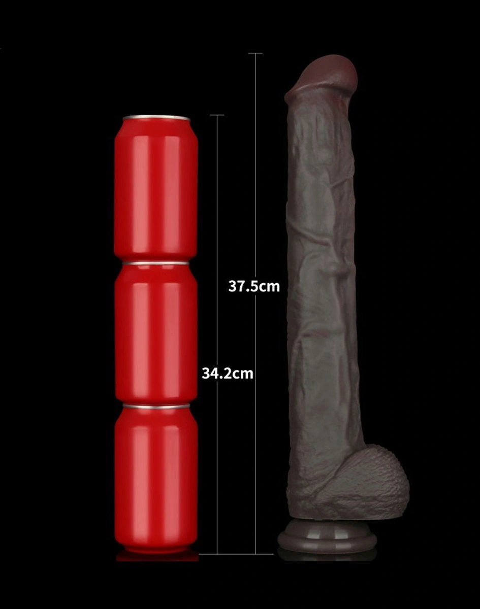 Dildo Realist Bendable Nature Cock XXL, Silicon Dubla Densitate, Negru, 37.5 cm, Nr. 5, Erotic24.ro