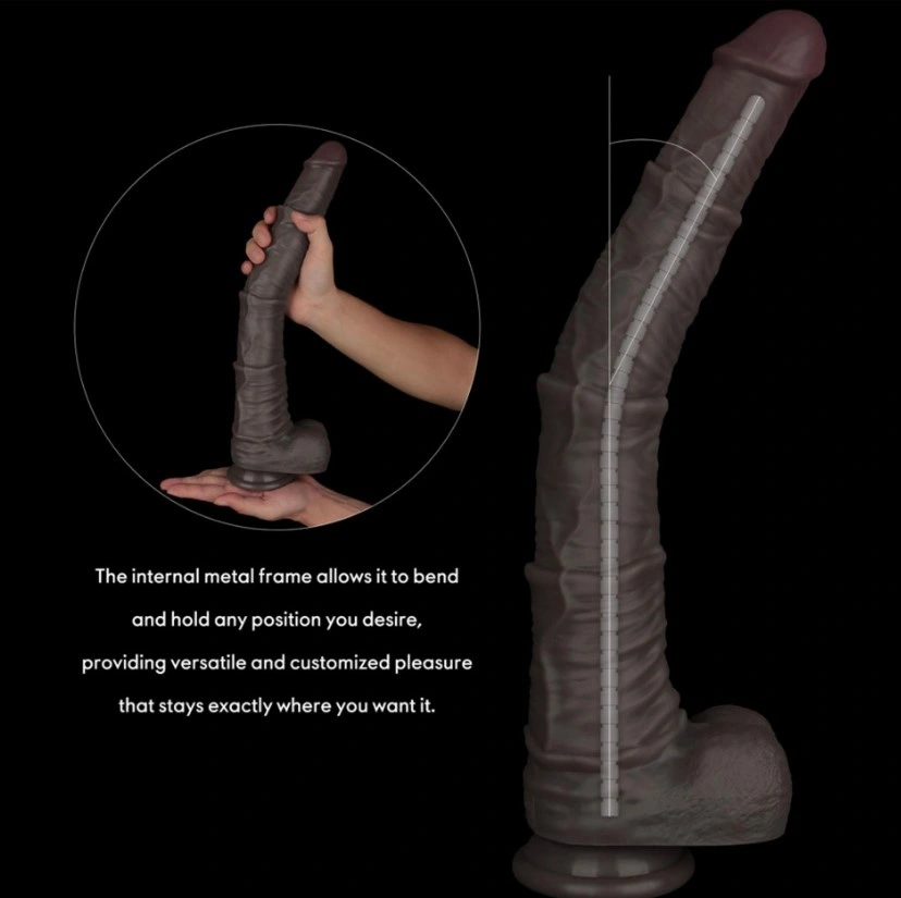 Dildo Realist Bendable Nature Cock XXL, Silicon Dubla Densitate, Maro, 40.5 cm, #9, Erotic24.ro