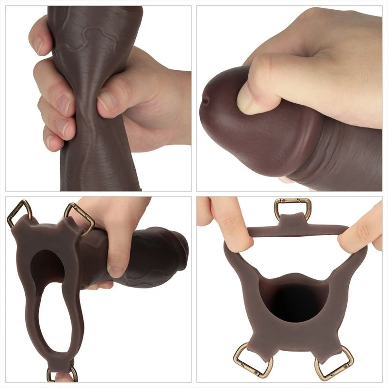 Set Strap-on INGEN Unisex, Silicon, XS/S/M, Negru, 25.4 cm, #13, Erotic24.ro