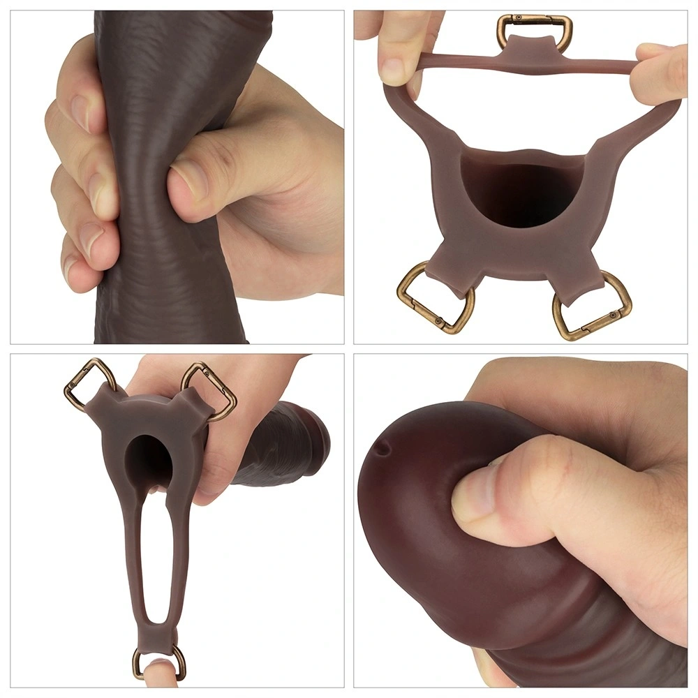 Set Strap-on INGEN Unisex, Silicon, L/XL/2XL, Negru, 22.9 cm, #2, Erotic24.ro