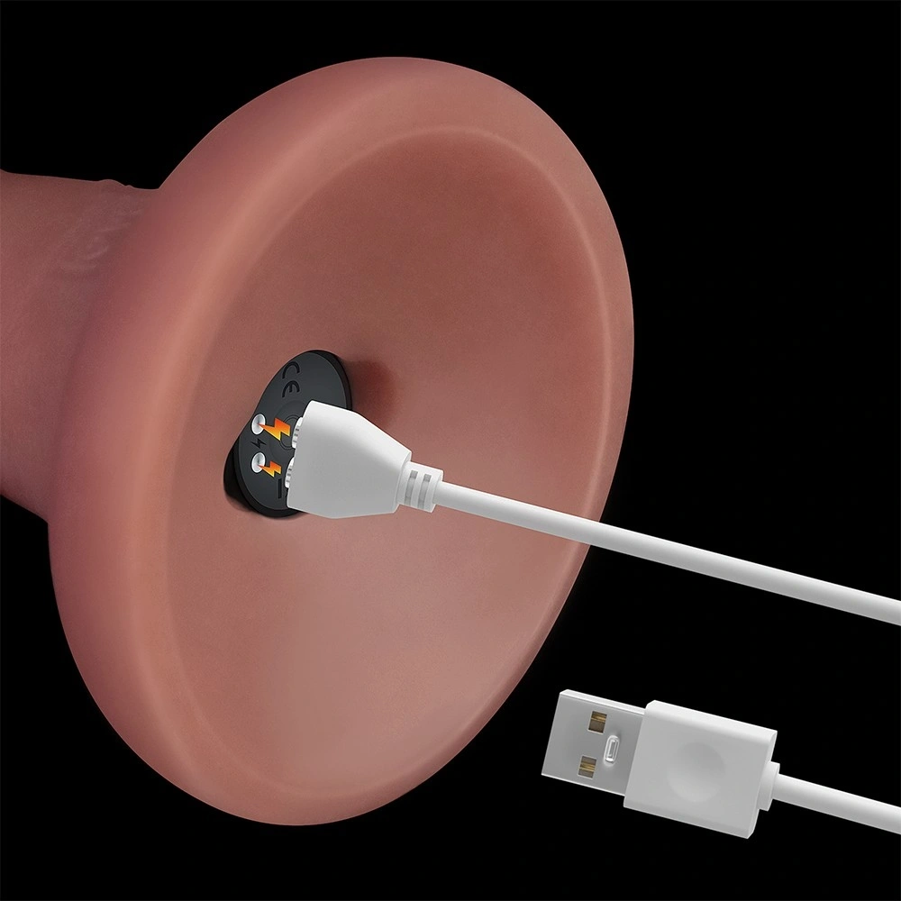 Vibrator Realist Power Cock, 10 Moduri Vibratii, PVC Dubla Densitate, USB Magnetic, Natural, 15.2 cm, #8, Erotic24.ro