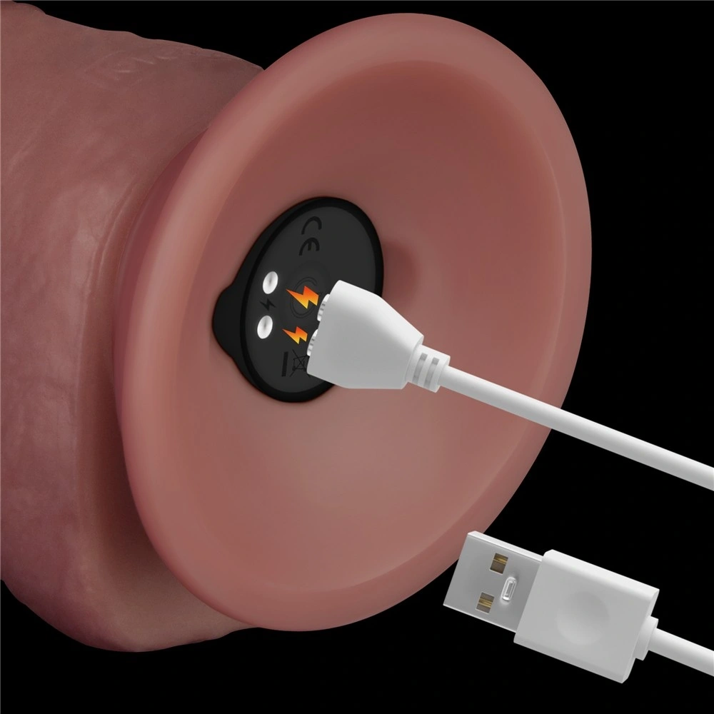 Vibrator Realist Power Cock, 10 Moduri Vibratii, PVC Dubla Densitate, USB Magnetic, Natural, 21.6 cm, #10, Erotic24.ro