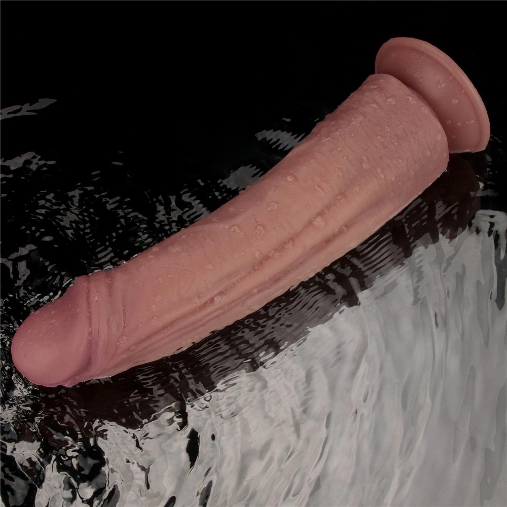 Vibrator Realist Power Cock, 10 Moduri Vibratii, PVC Dubla Densitate, USB Magnetic, Natural, 26.7 cm, #14, Erotic24.ro