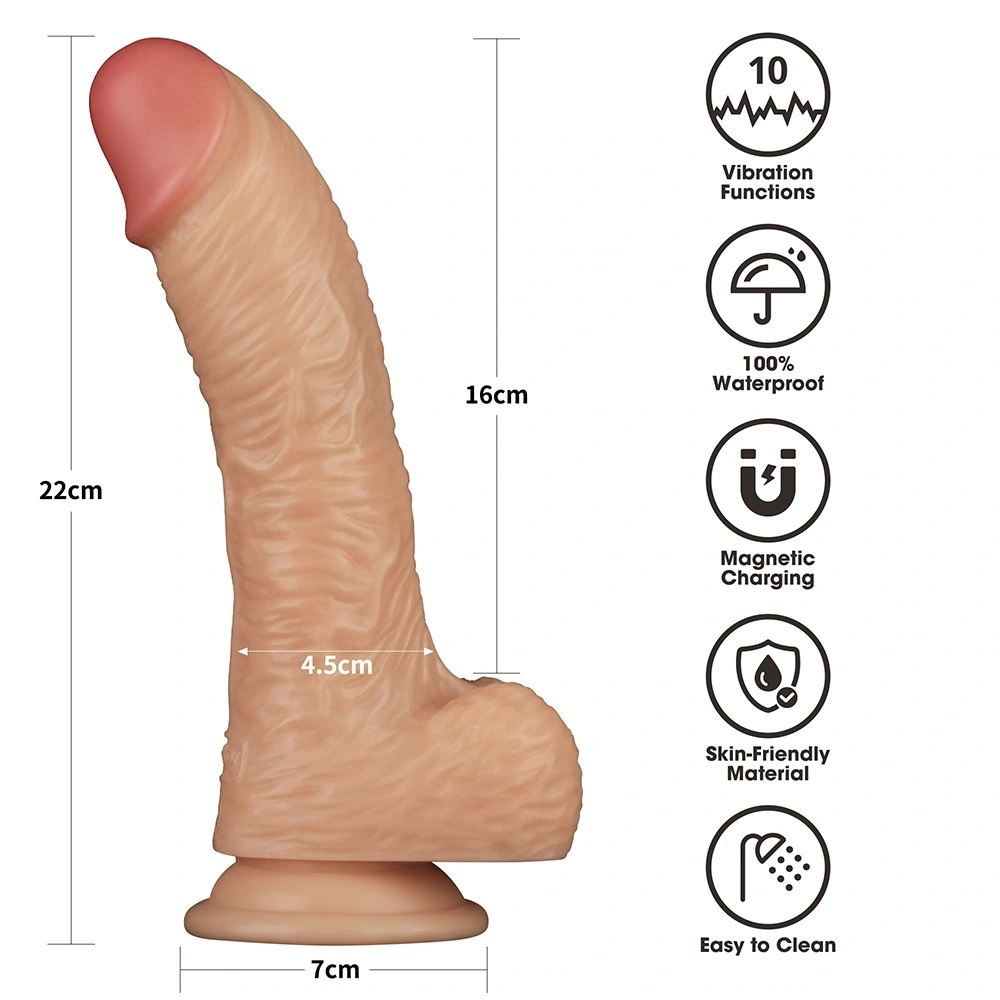 Strap-on cu Vibrator Realist 22 cm, 10 Moduri Vibratii, Marime Ham XS/S/M, #5, Erotic24.ro