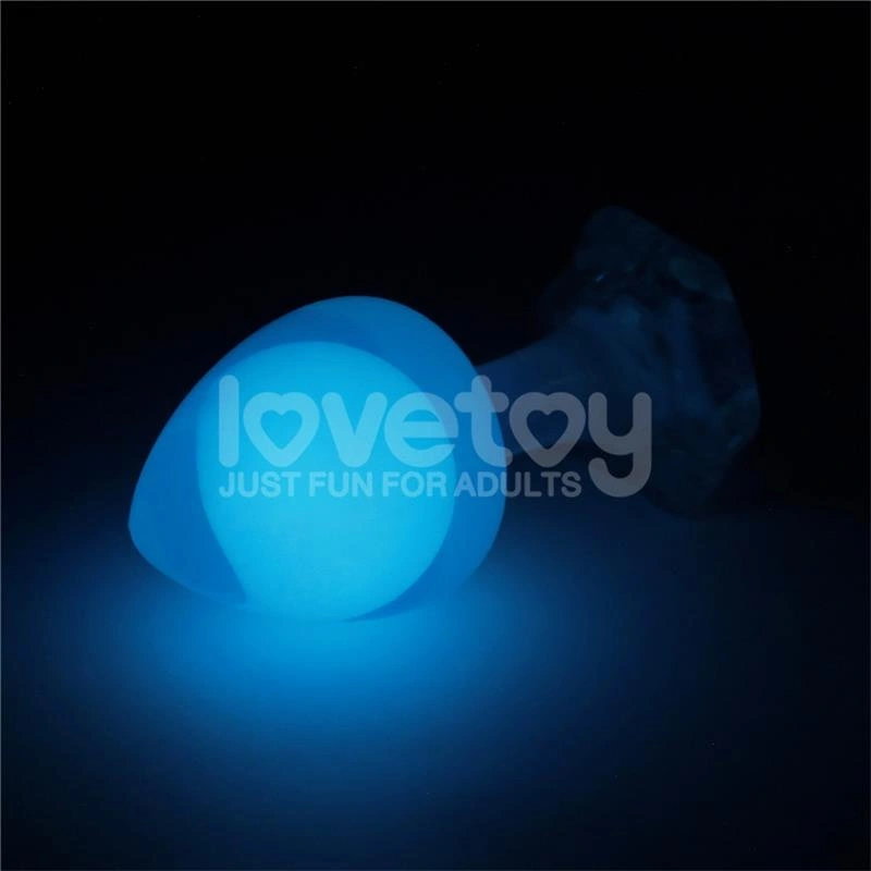 Dop Anal Gemoria Glow in the Dark, Silicon, Albastru, 11.3 cm, #6, Erotic24.ro