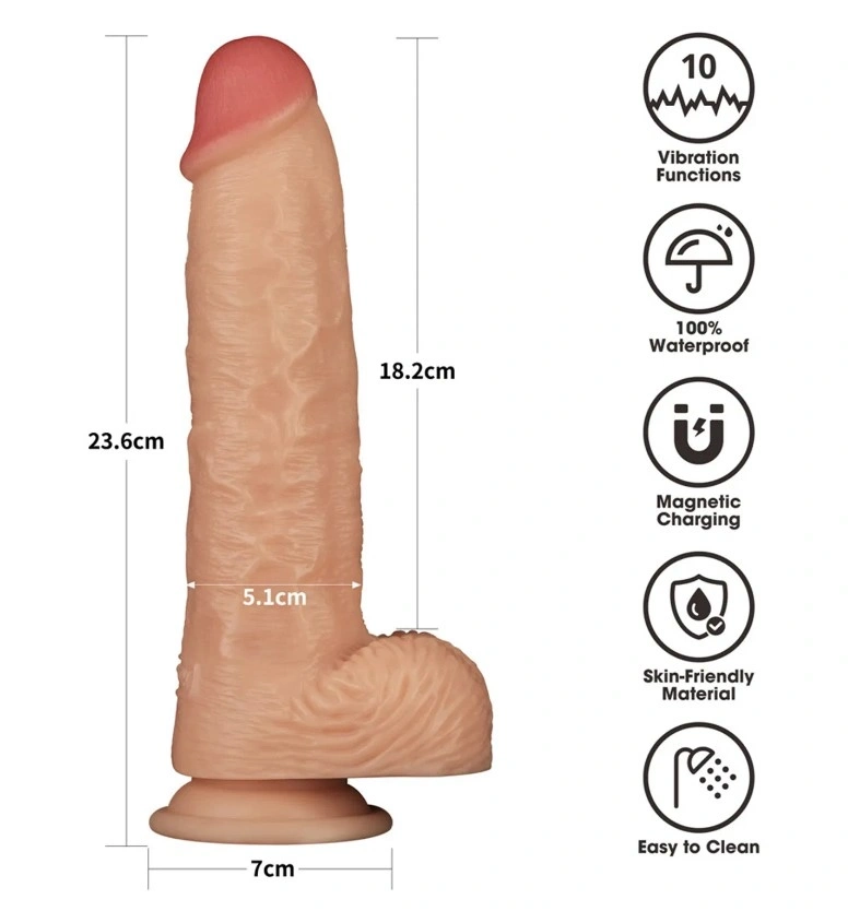 Strap-on cu Vibrator Realist 23.6 cm, 10 Moduri Vibratii, Marime Ham L/XL/2XL, #5, Erotic24.ro