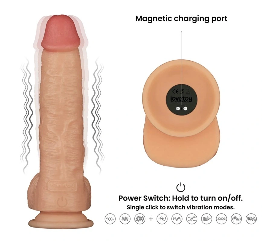 Strap-on cu Vibrator Realist 23.6 cm, 10 Moduri Vibratii, Marime Ham L/XL/2XL, #6, Erotic24.ro