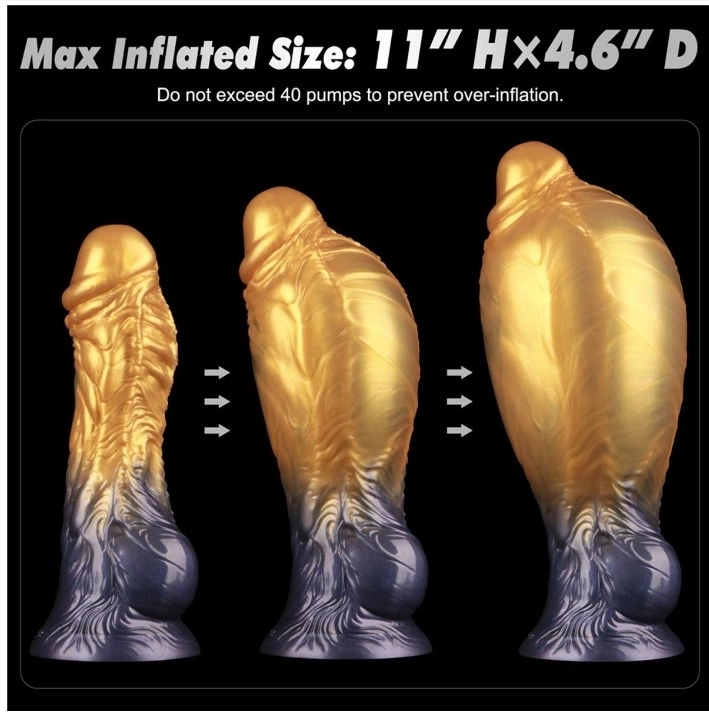 Dildo Aerosx Gonflabil, Silicon Dubla Densitate, Galben/Albastru, 19 cm, #5, Erotic24.ro