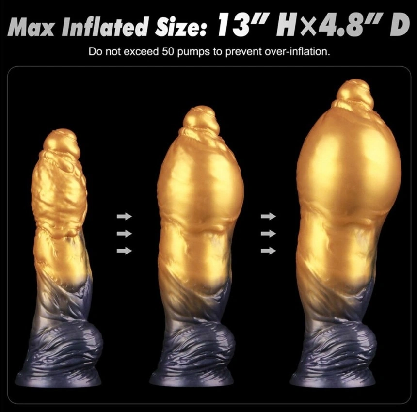 Dildo Aerosx Gonflabil, Silicon Dubla Densitate, Galben/Albastru, 25.4 cm, #7, Erotic24.ro