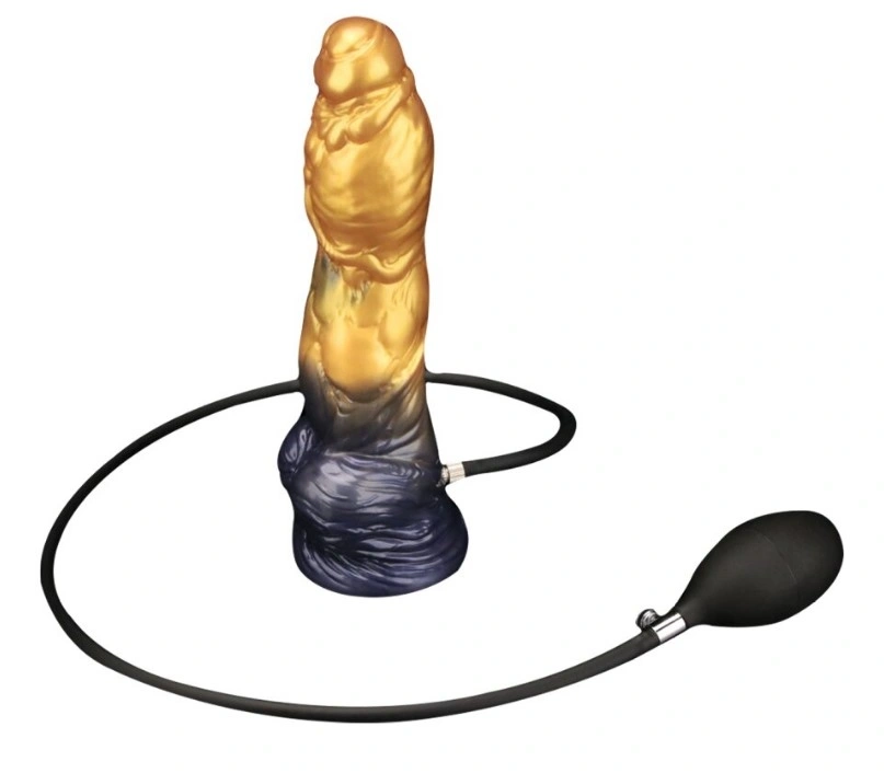 Dildo Aerosx Gonflabil, Silicon Dubla Densitate, Galben/Albastru, 25.4 cm, #2, Erotic24.ro