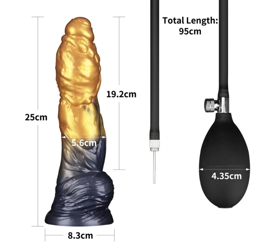 Dildo Aerosx Gonflabil, Silicon Dubla Densitate, Galben/Albastru, 25.4 cm, #6, Erotic24.ro
