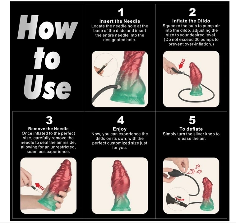 Dildo Aerosx Gonflabil, Silicon Dubla Densitate, Rosu/Verde, 19 cm, #7, Erotic24.ro