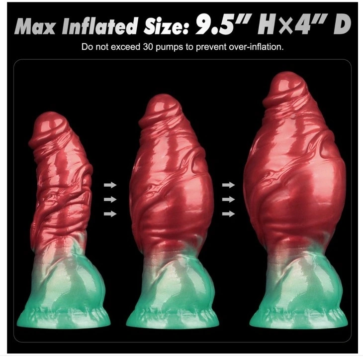 Dildo Aerosx Gonflabil, Silicon Dubla Densitate, Rosu/Verde, 19 cm, #6, Erotic24.ro