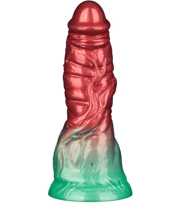 Dildo Aerosx Gonflabil, Silicon Dubla Densitate, Rosu/Verde, 19 cm, #3, Erotic24.ro