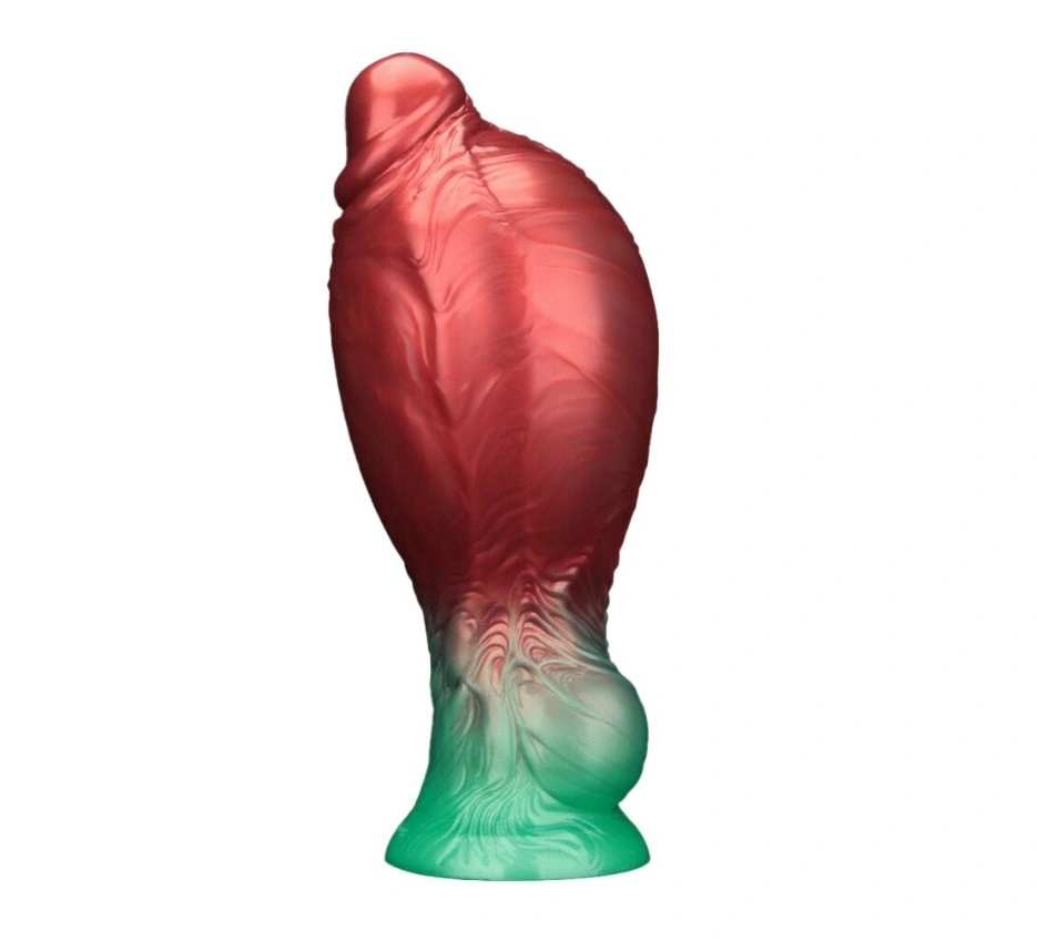 Dildo Aerosx Gonflabil, Silicon Dubla Densitate, Rosu/Verde, 21 cm, #4, Erotic24.ro