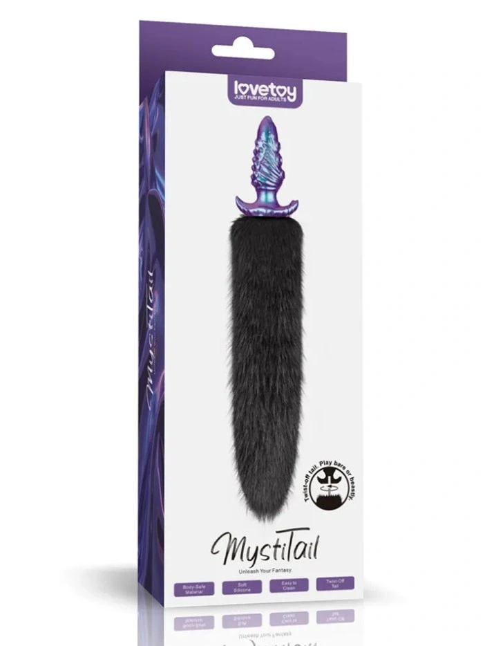 Dop Anal Mystitail cu Coada Detasabila, Silicon Moale, Albastru, 12 cm, #6, Erotic24.ro