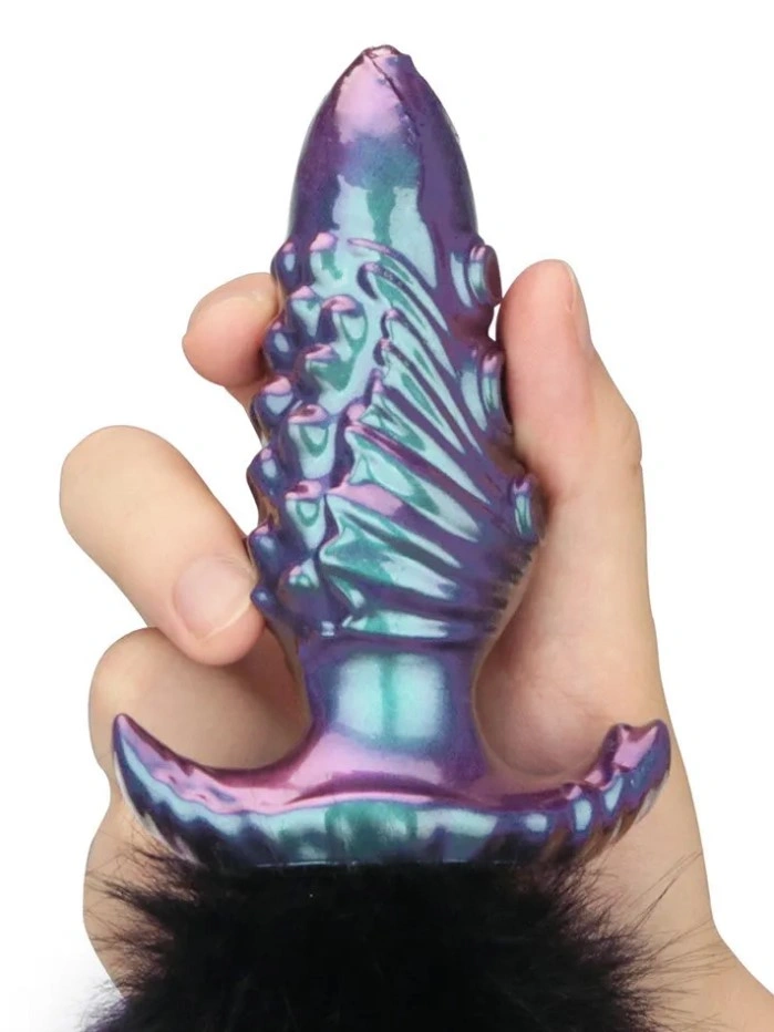 Dop Anal Mystitail cu Coada Detasabila, Silicon Moale, Albastru, 12 cm, #2, Erotic24.ro
