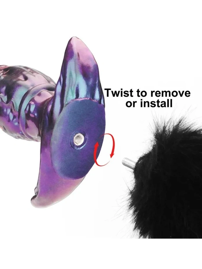 Dop Anal Mystitail cu Coada Detasabila, Silicon Moale, Albastru, 14 cm, #5, Erotic24.ro