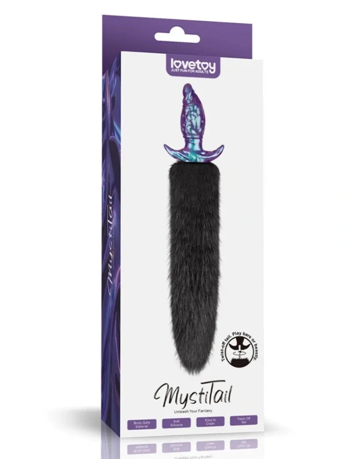 Dop Anal Mystitail cu Coada Detasabila, Silicon Moale, Albastru, 14 cm, #7, Erotic24.ro