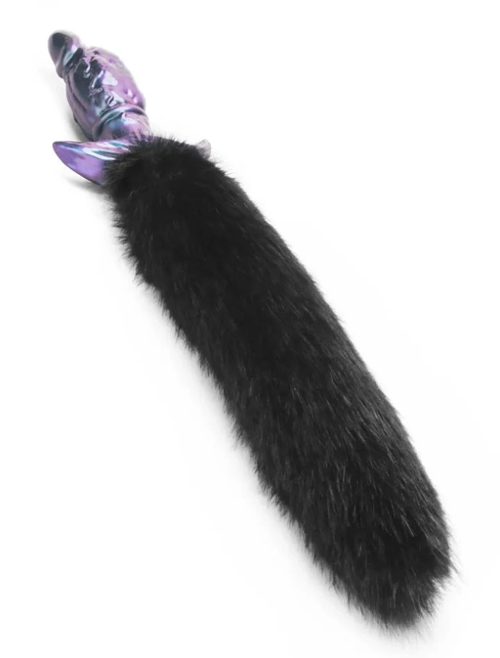 Dop Anal Mystitail cu Coada Detasabila, Silicon Moale, Albastru, 14 cm, #2, Erotic24.ro