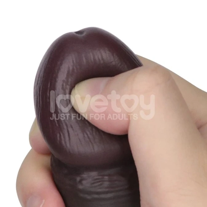 Dildo Realist Sliding-Skin PRO II, Silicon Dubla Densitate, Negru, 20 cm, #8, Erotic24.ro