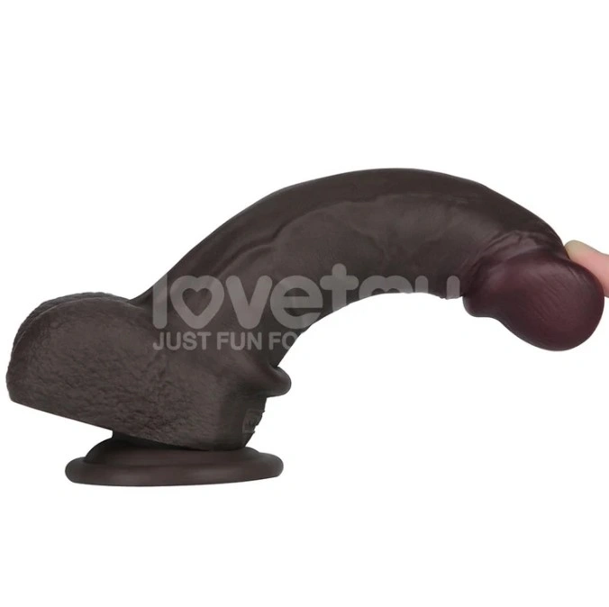 Dildo Realist Sliding-Skin PRO II, Silicon Dubla Densitate, Negru, 20 cm, #4, Erotic24.ro