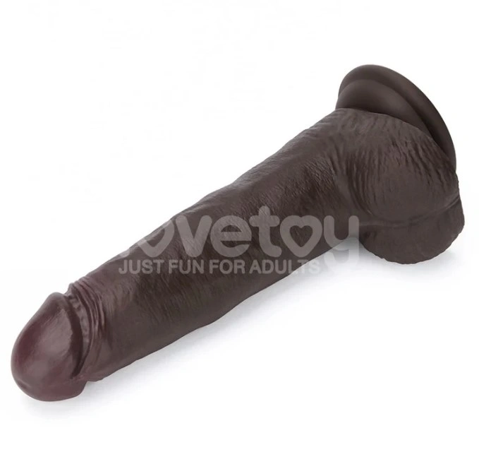 Dildo Realist Sliding-Skin PRO II, Silicon Dubla Densitate, Negru, 21.5 cm, #2, Erotic24.ro