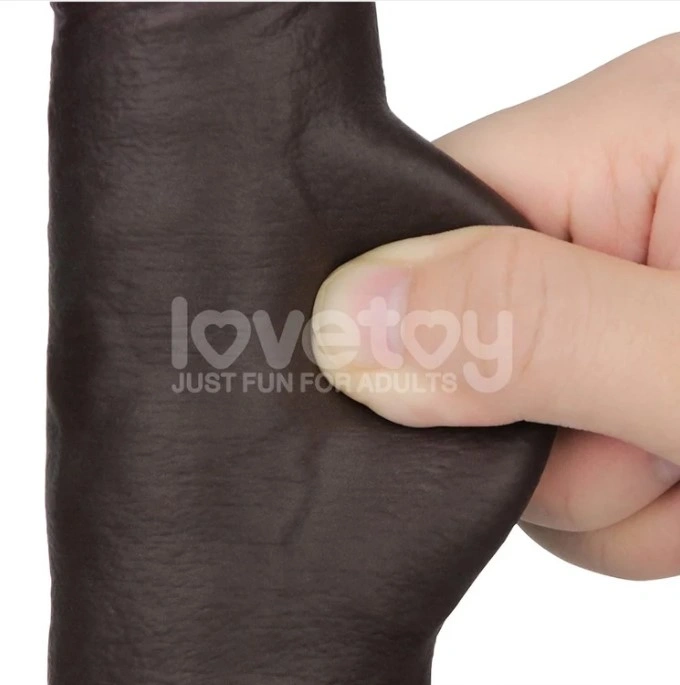 Dildo Realist Sliding-Skin PRO II, Silicon Dubla Densitate, Negru, 21.5 cm, #5, Erotic24.ro