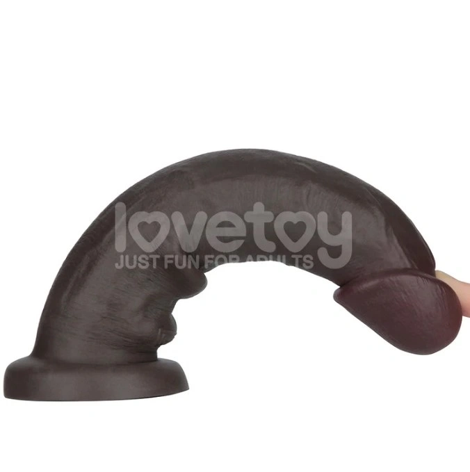Dildo Realist Sliding-Skin PRO II, Silicon Dubla Densitate, Negru, 22.7 cm, #4, Erotic24.ro