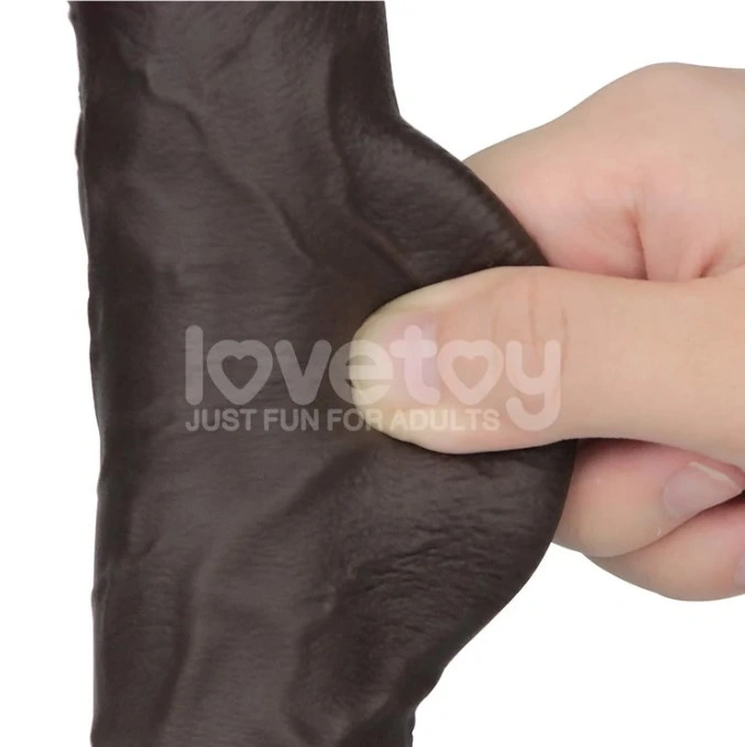 Dildo Realist Sliding-Skin PRO II, Silicon Dubla Densitate, Negru, 25 cm, #5, Erotic24.ro