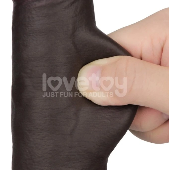 Vibrator Realist Sliding-Skin PRO II, Remote Control, Silicon Dubla Densitate, Negru, 21.5 cm, #5, Erotic24.ro