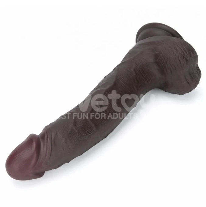 Vibrator Realist Sliding-Skin PRO II, Remote Control, Silicon Dubla Densitate, Negru, 25 cm, #3, Erotic24.ro