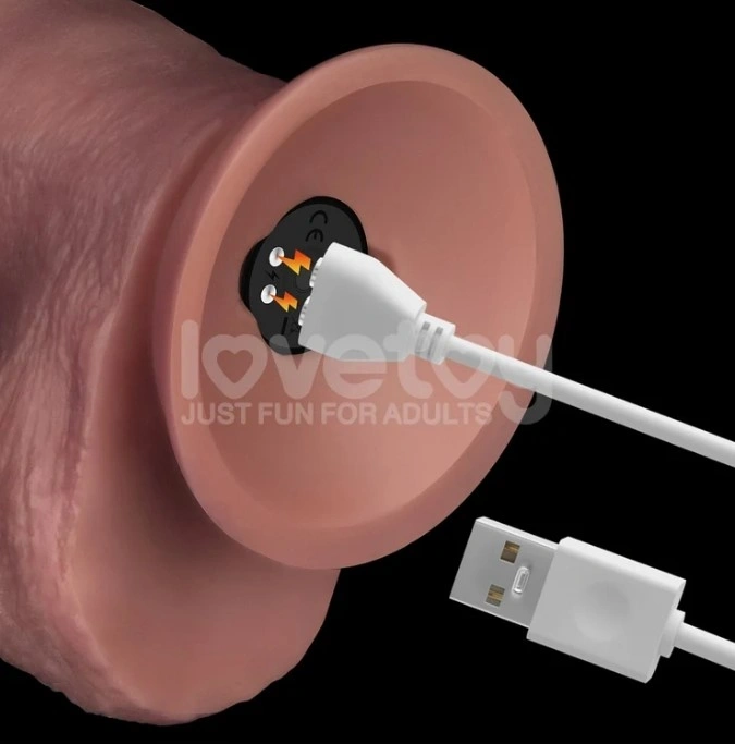 Vibrator Realist Power Cock, 10 Moduri Vibratii, PVC Dubla Densitate, USB Magnetic, Natural, 27.6 cm, #7, Erotic24.ro