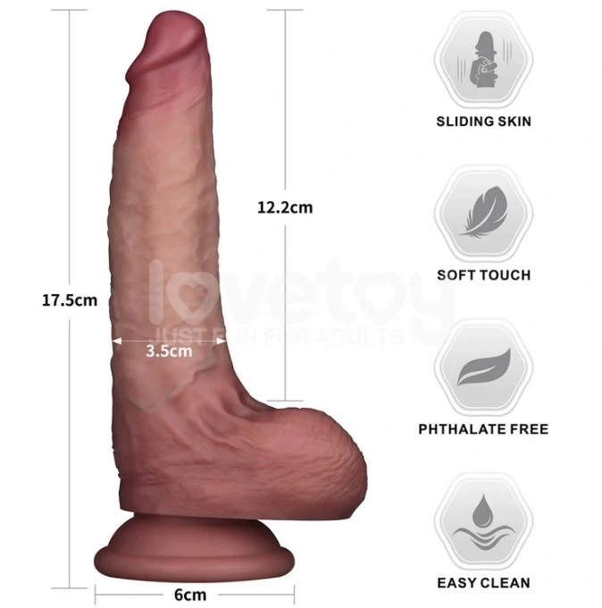 Dildo Realist Sliding-Skin PRO II, Silicon Dubla Densitate, Natual, 17.5 cm, #9, Erotic24.ro