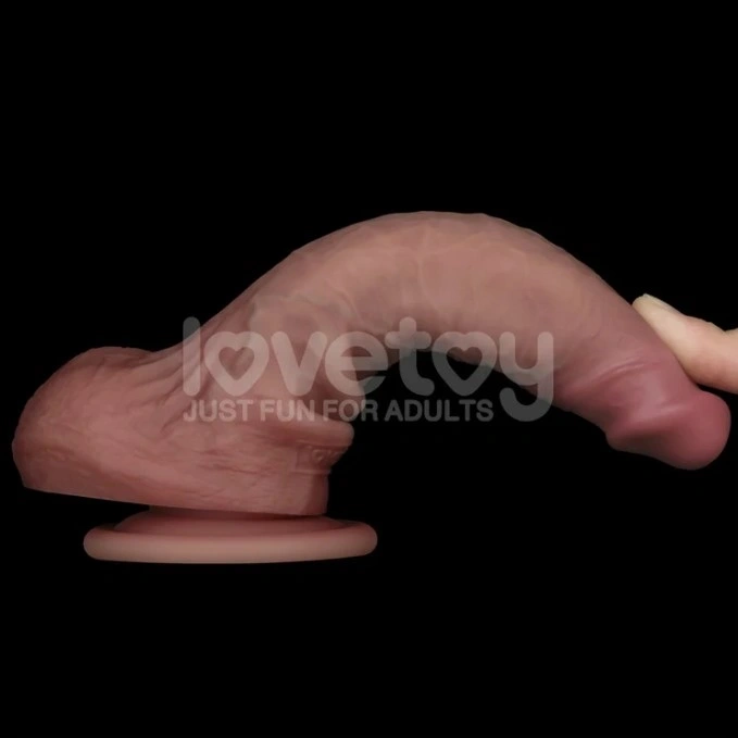 Dildo Realist Sliding-Skin PRO II, Silicon Dubla Densitate, Natual, 17.5 cm, #5, Erotic24.ro
