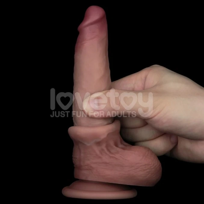 Dildo Realist Sliding-Skin PRO II, Silicon Dubla Densitate, Natual, 17.5 cm, #8, Erotic24.ro
