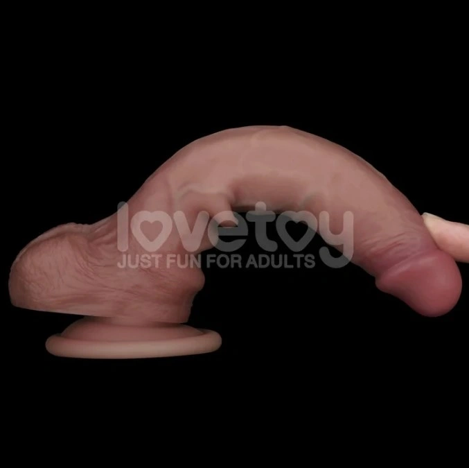 Dildo Realist Sliding-Skin PRO II, Silicon Dubla Densitate, Natural, 19.5 cm, #4, Erotic24.ro