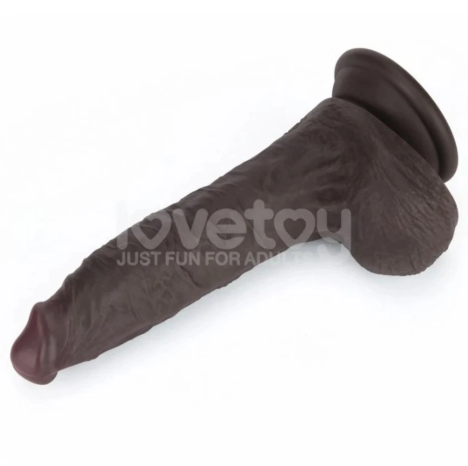 Dildo Realist Sliding-Skin PRO II, Silicon Dubla Densitate, Negru, 17.5 cm, #3, Erotic24.ro