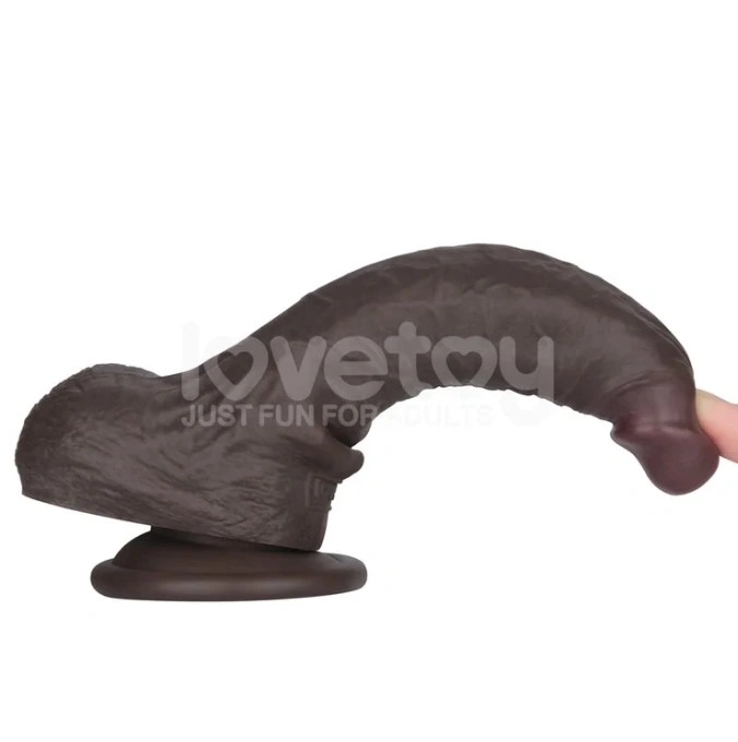 Dildo Realist Sliding-Skin PRO II, Silicon Dubla Densitate, Negru, 17.5 cm, #4, Erotic24.ro